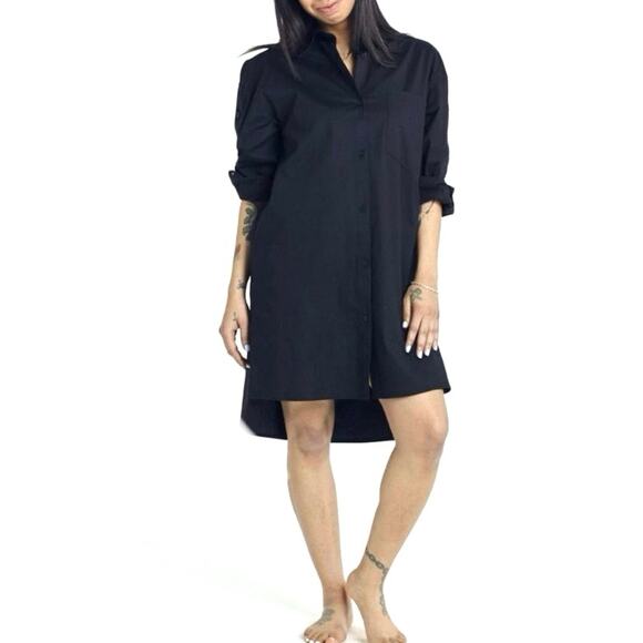 DUBGEE by Whoopi High Low Button Down Tunic Shirt Dress XL Lagenlook Oversized - Picture 1 of 12